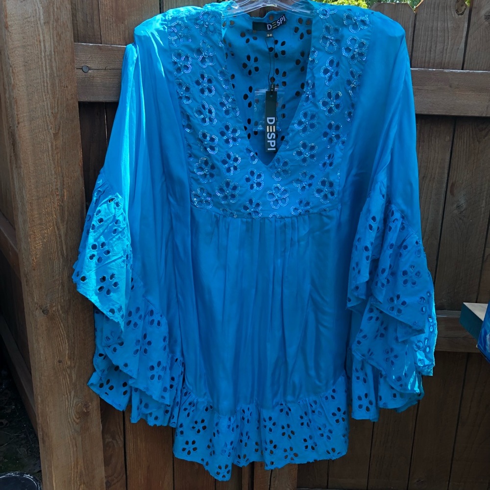 NWT: Stunning Blue Eyelet Tunic/coverup